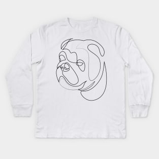 English Bulldog - one line drawing Kids Long Sleeve T-Shirt